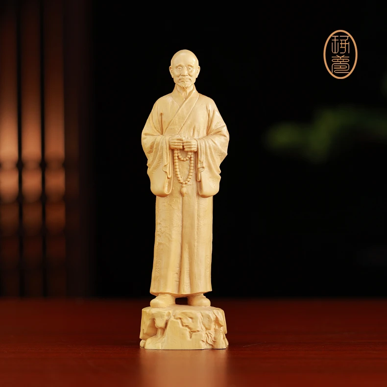 《弘一法师》传统黄杨木雕作品摆件非遗手工客厅艺术博古架收藏