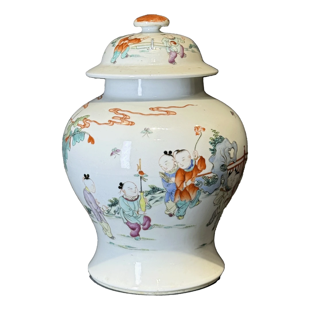 25322010t粉彩婴戏纹将军罐