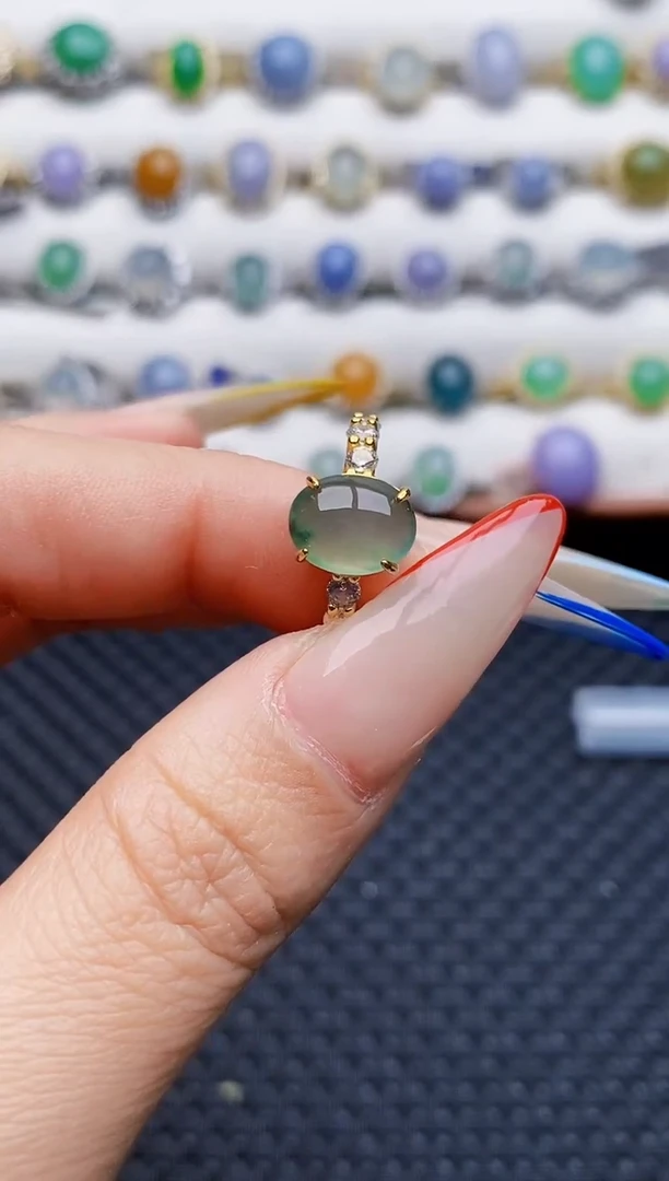 银S925镶嵌戒指翡翠4344