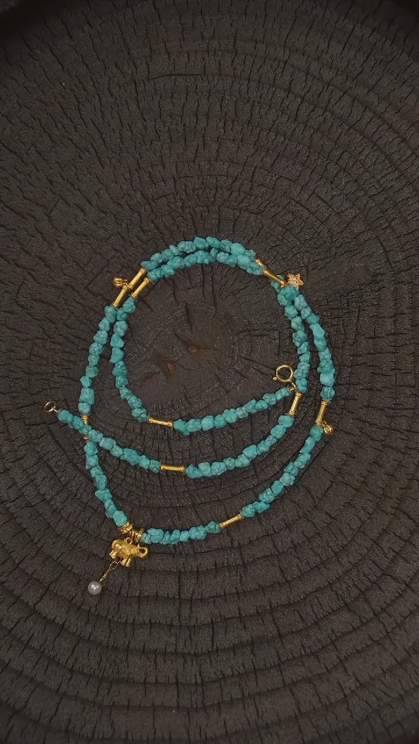 【闪购商品】绿松石项链18K金镶嵌项链