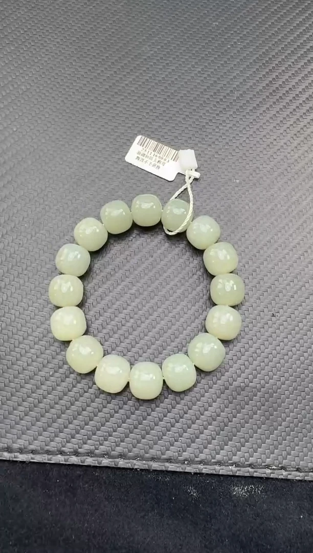 未镶嵌手串和田玉且末近矿青白微色差卡14老型手串