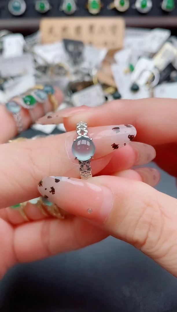 银S925镶嵌戒指翡翠1