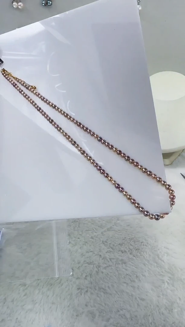 未镶嵌淡水珍珠DA糖果色淡水珍珠项链3-4 y528