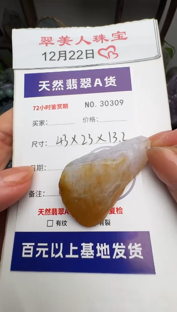 颈饰未镶嵌翡翠原石30309