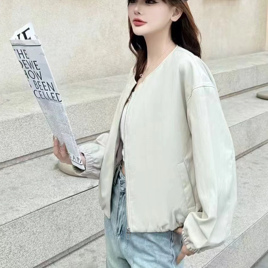 女士圆领小皮衣外套春季新款软PU上衣休闲糖果色减龄百搭2601
