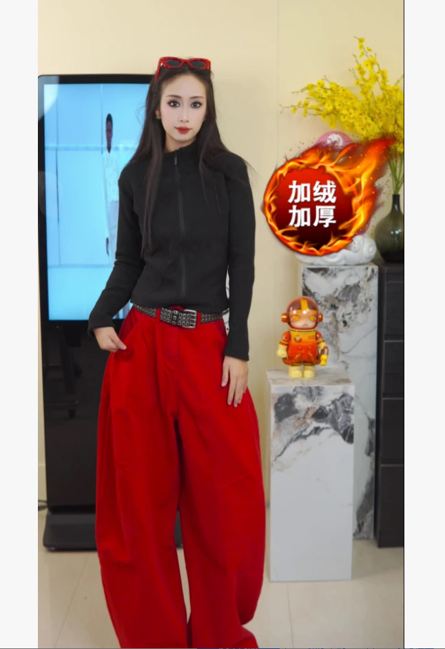 2025新款原创小众设计师ins风时尚秋冬高腰牛仔长裤休闲裤弯刀裤