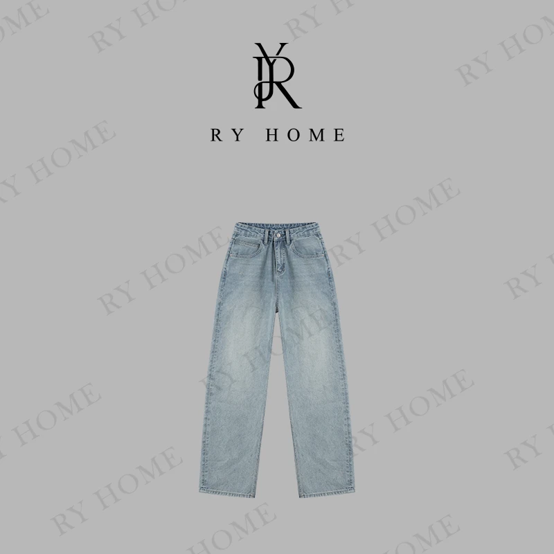 【容雨RYHOME】设计款高腰直筒水洗牛仔裤251K2367