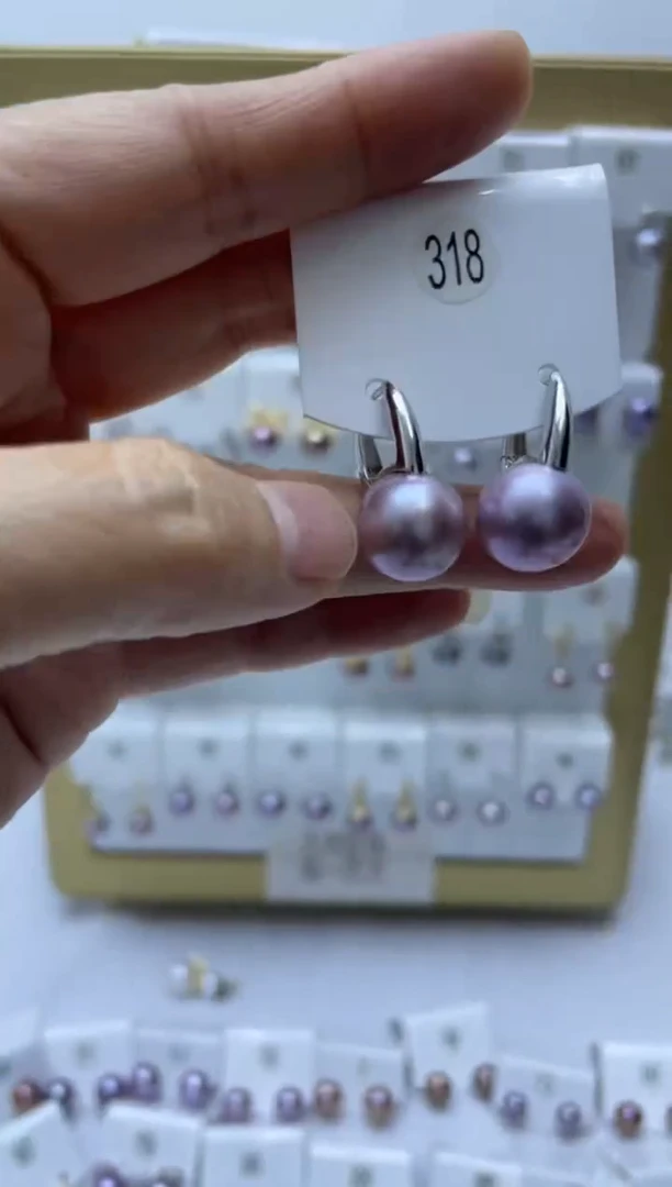 银S925镶嵌耳饰淡水珍珠318