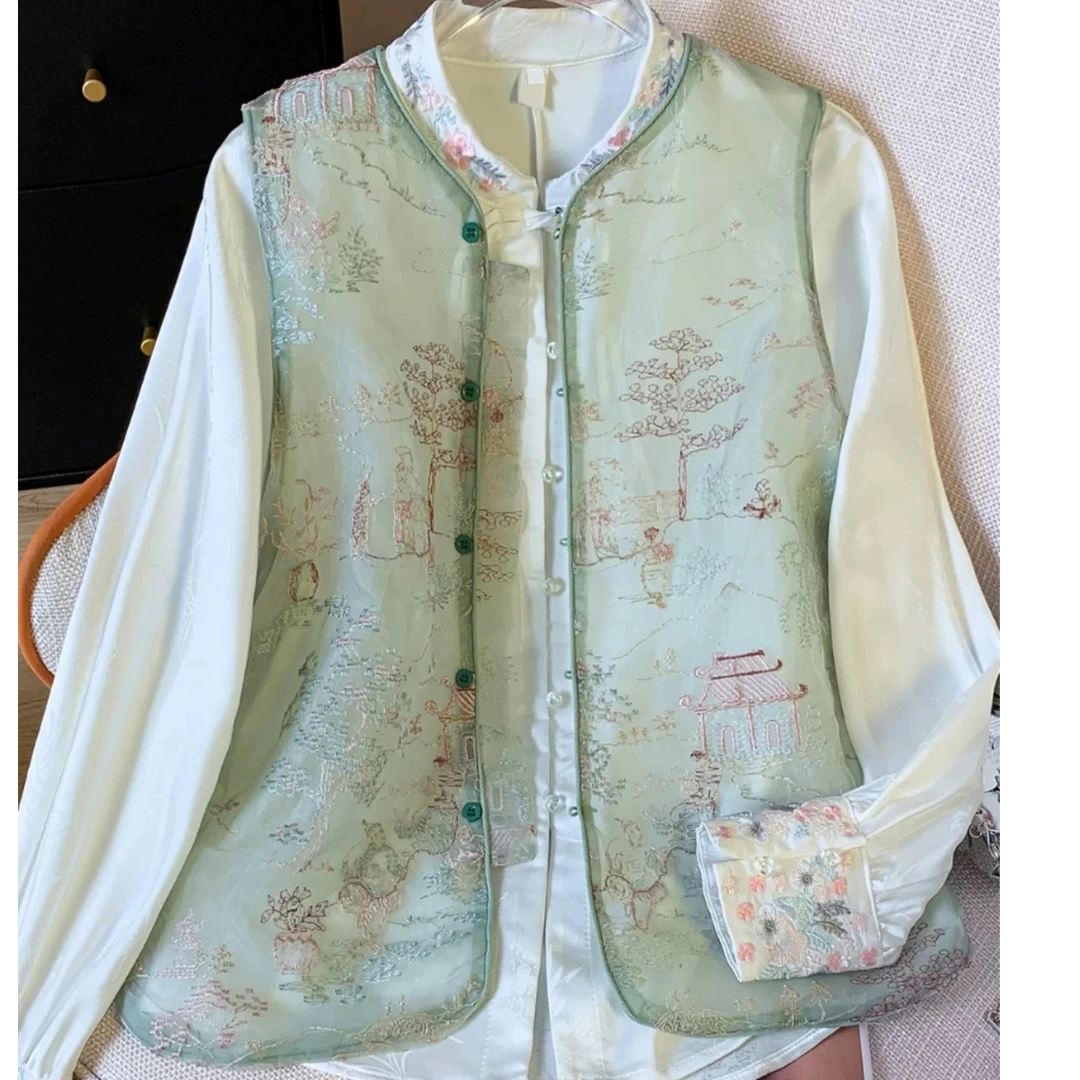 春季新款气质蕾丝开衫马甲2025时尚休闲中国风绣花新中式背心马甲