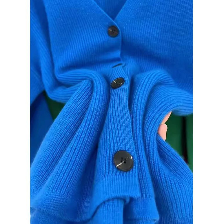 【21994】宽松大版慵懒风羊毛针织衫外套装