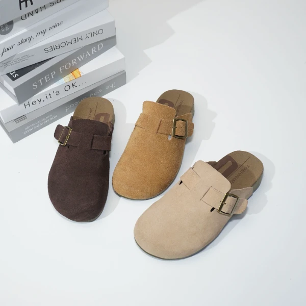 6858 勃肯拖鞋女2025新款百搭真皮牛皮包头外穿平底女拖鞋