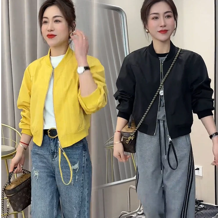 百搭小个子棒球服美式外套女2025春季新款宽松短款夹克时尚上衣潮