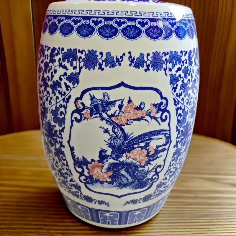 高度42口径26景德镇陶瓷青花四面开窗（新）50斤米缸245