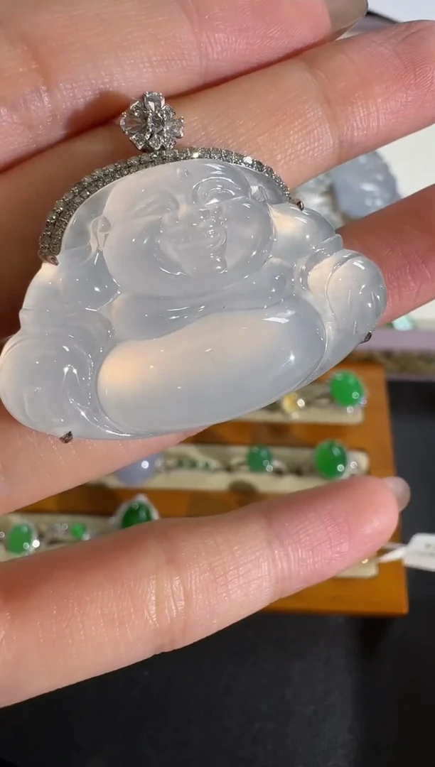 【闪购商品】翡翠吊坠(不含链)18K金镶嵌【源头工厂】钻石镶嵌