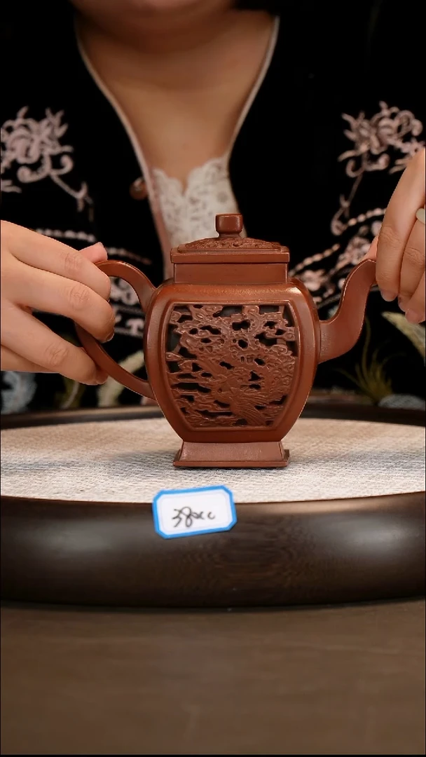 茶壶紫砂【邵忠源】邵家红玉砂 龙凤呈祥宫灯壶  390cc