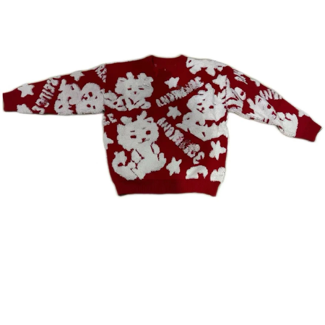 12#百搭针织衫卡通动漫毛衣长袖厚款满印时尚加厚印花套头