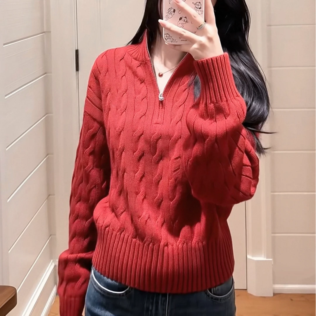 BSYPIN/伯尚优品 2026新款早春半拉链纯棉时尚针织衫25937