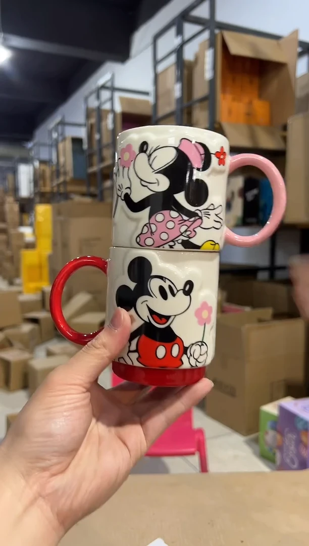 【闪购商品】杯原盒米奇米妮拿花款叠叠对杯