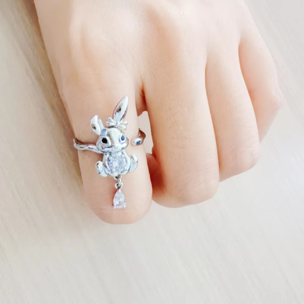 合金锆石戒指 气质小兔戒指C122