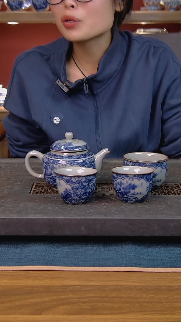 简装家用款4件套 老陶泥开片纹陶瓷茶具