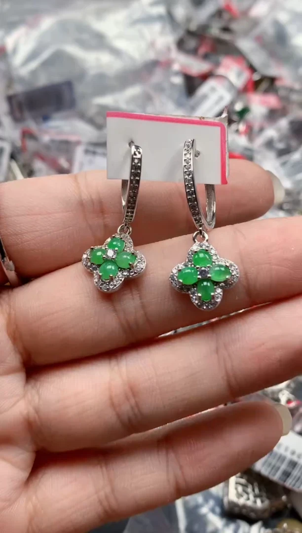银S925镶嵌戒指翡翠天然A货缅甸翡翠