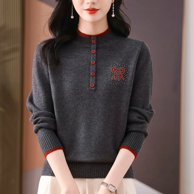 半高领打底衫冬季洋气保暖毛衣女内搭洋气遮肚子显瘦针织上衣中年