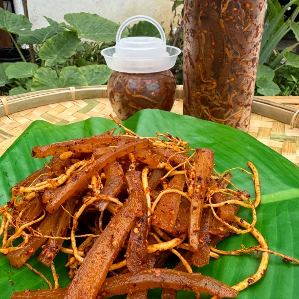 巴两两德宏傣家特产香辣牛皮苤菜根干净卫生无添加现做现发