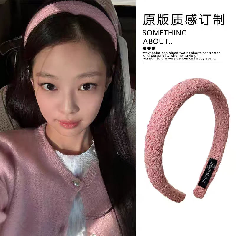 羊羔毛纯色海绵高颅顶洗脸发卡秋冬新款慵懒气质发箍高颅顶显脸小