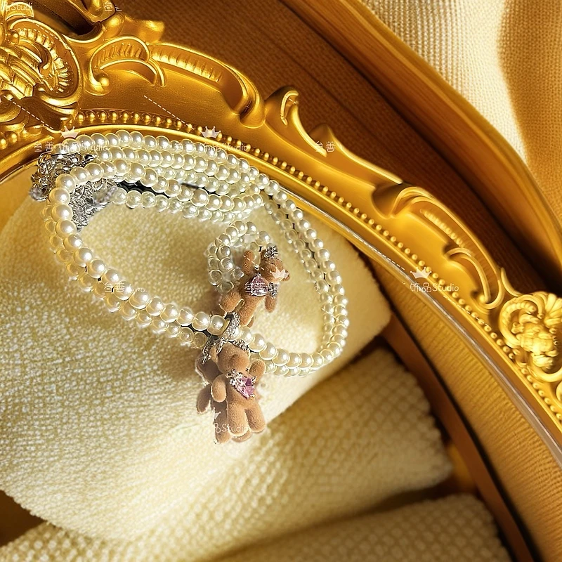 铜合金戒指 韩国东大门你好小熊植绒蝴蝶结可爱戒指项链