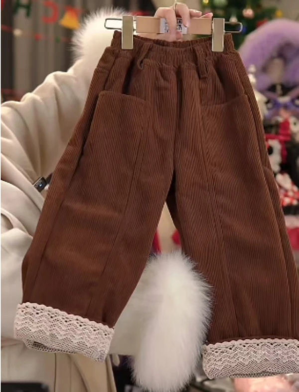 【2011】女童加绒秋冬装新款儿童一体绒加厚休闲裤宝宝冬季裤