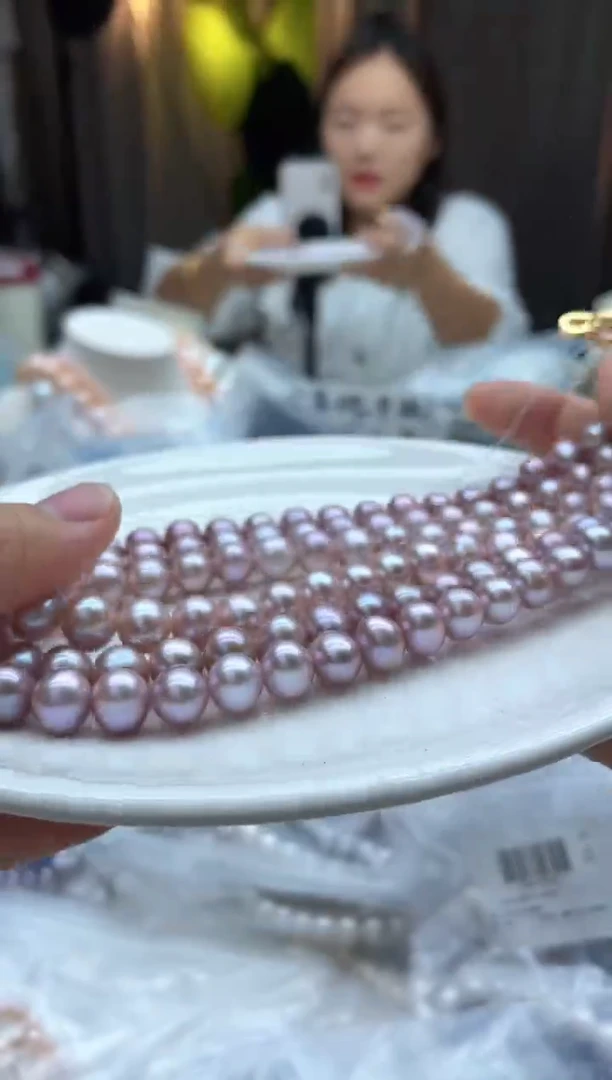 未镶嵌项链淡水珍珠399无核9-10mm紫珠项链（多样性发一）