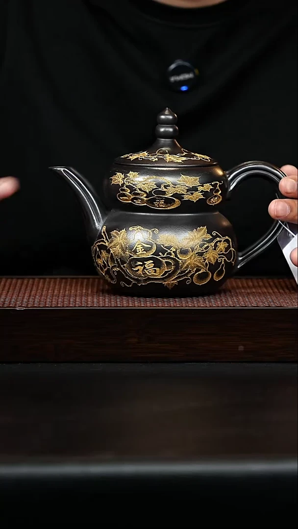 茶壶紫砂宜兴原矿手工紫砂 葫芦 石黄