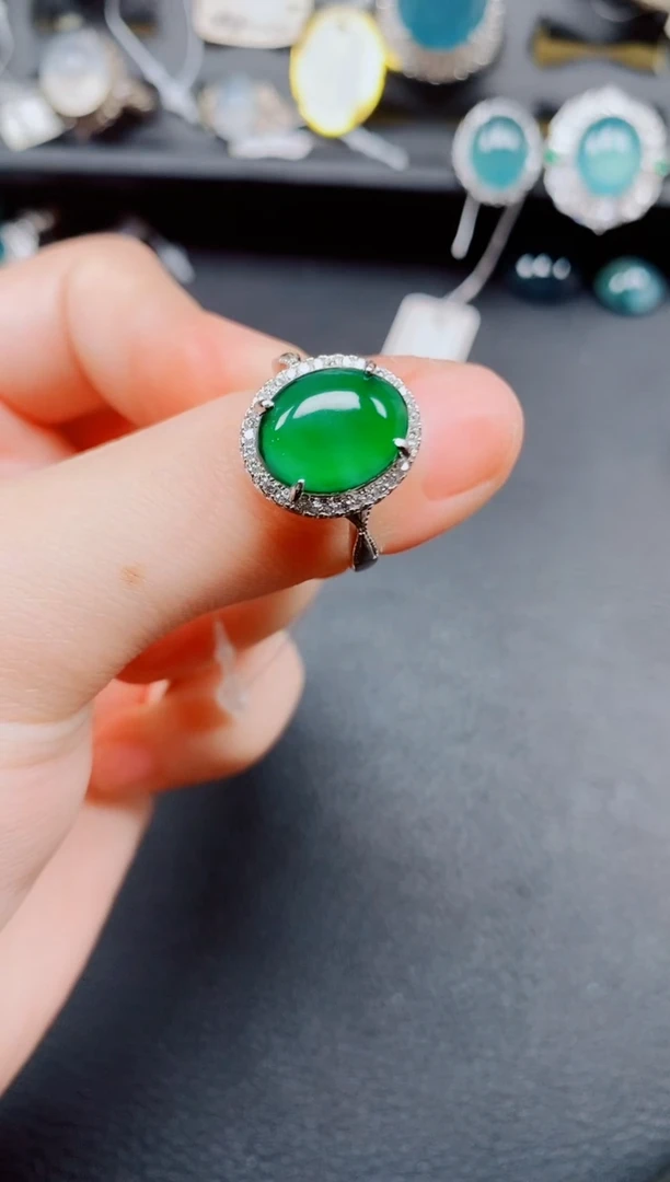 银S925镶嵌戒指翡翠翡翠
