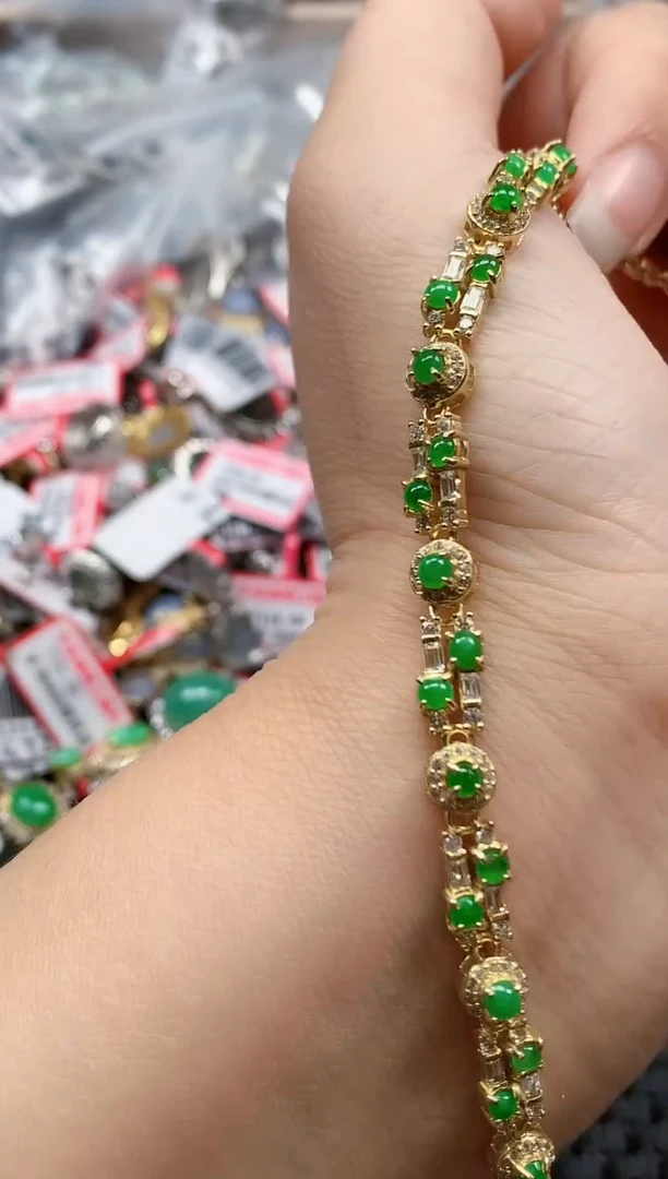 银S925镶嵌戒指翡翠天然A货缅甸翡翠