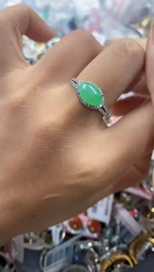 银S925镶嵌戒指翡翠888                 2