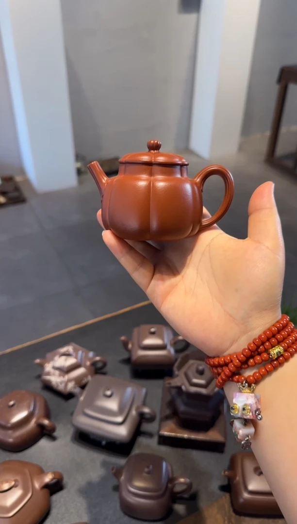 茶壶紫砂繁花 朱泥