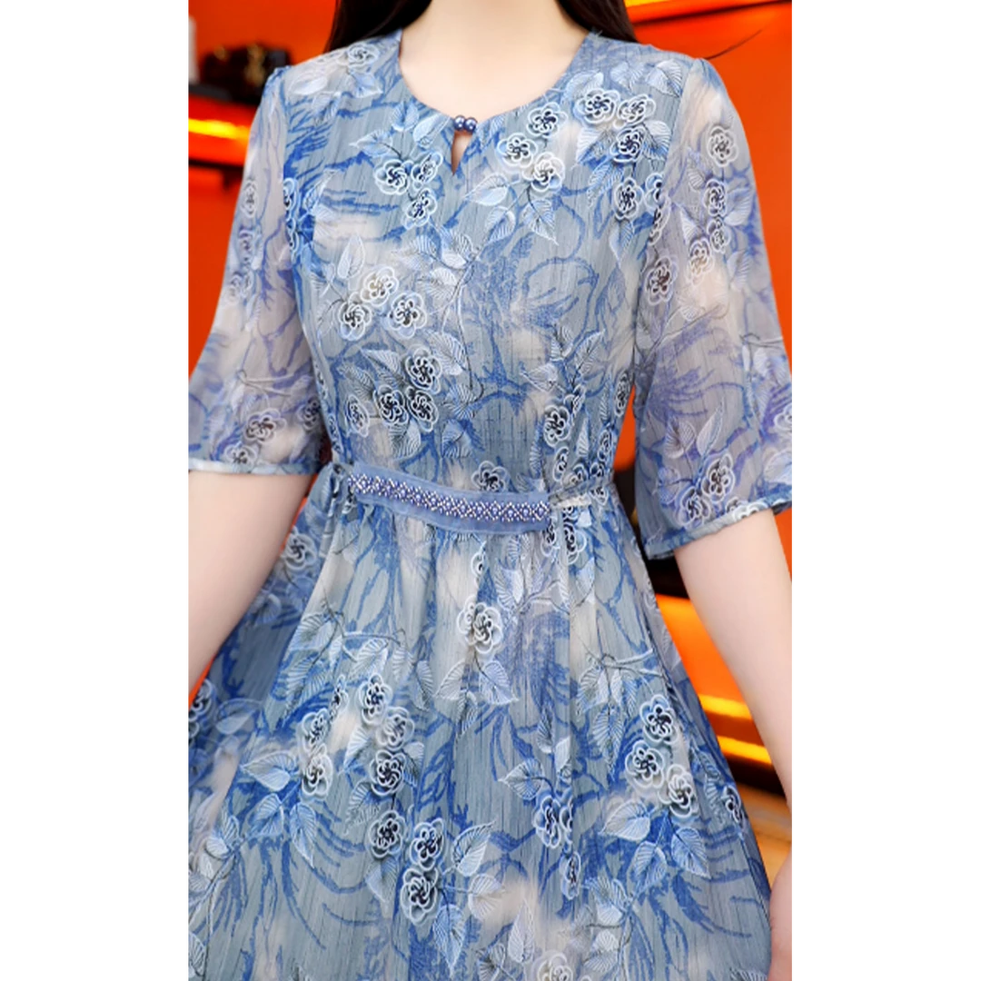 高端气质洋气显瘦连衣裙2025夏季新款妈妈装轻奢高级感长裙4972