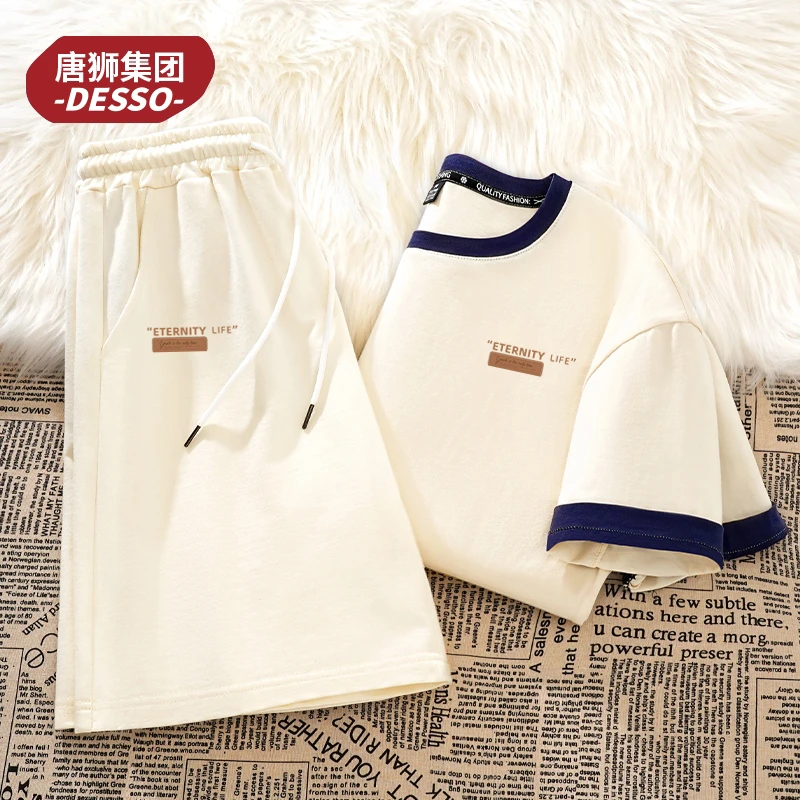 唐狮集团Desso休闲运动套装女夏撞色慵懒风短袖短裤2025新款薄款