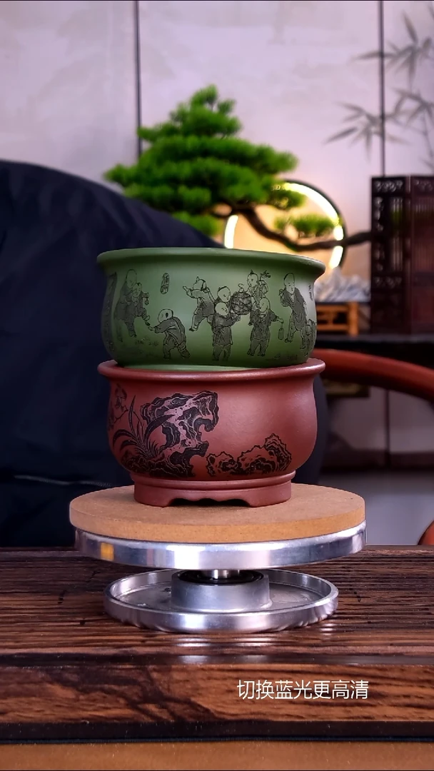 紫砂花盆紫砂花盆内口9.5-5.5     2只