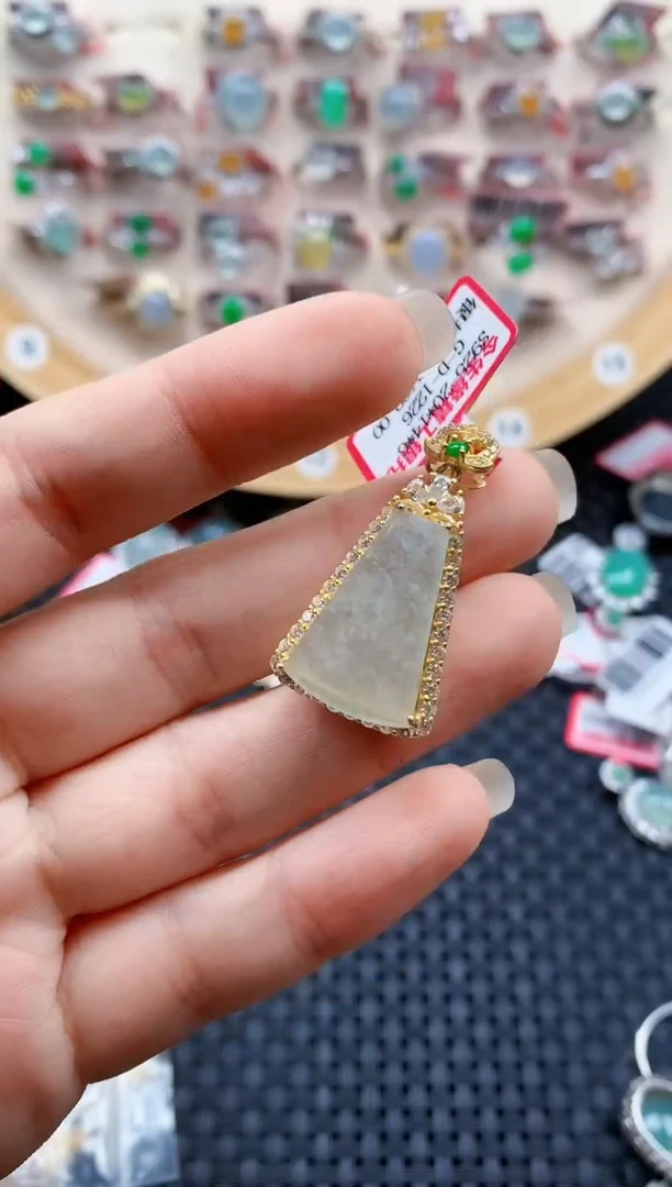 银S925镶嵌戒指翡翠天然A货缅甸翡翠