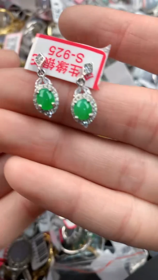 银S925镶嵌戒指翡翠222   2