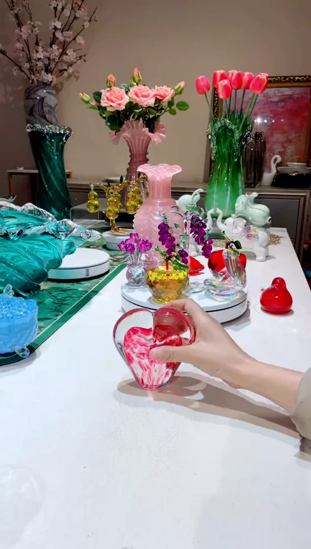 【闪购商品】琉璃手工艺品玫红爱心