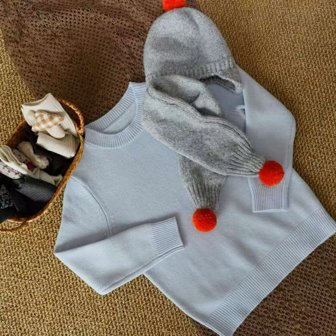 圆领打底半高领羊毛针织衫宝宝长袖毛衣纯色常规款