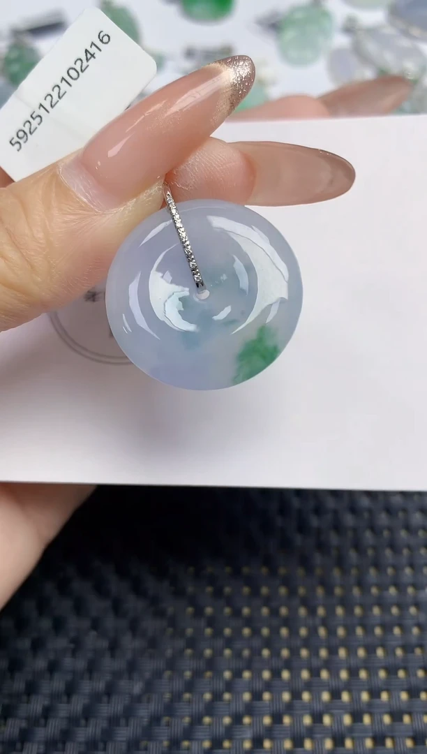 颈饰18K金镶嵌翡翠天然缅甸A货翡翠百元以上9元证书费自理