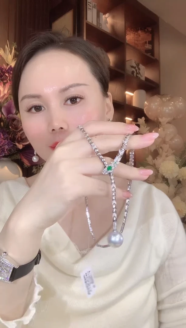 18K金镶嵌套链海水珍珠D76