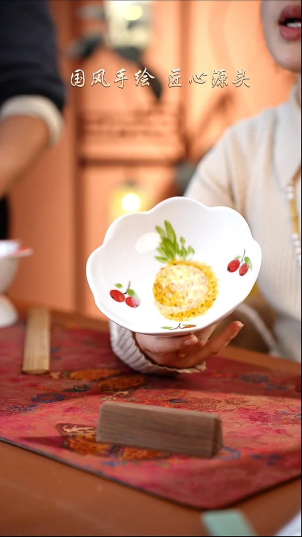 陶瓷景德镇高温釉中彩餐具（无毒无铅无镉）孤品款 莲花碟