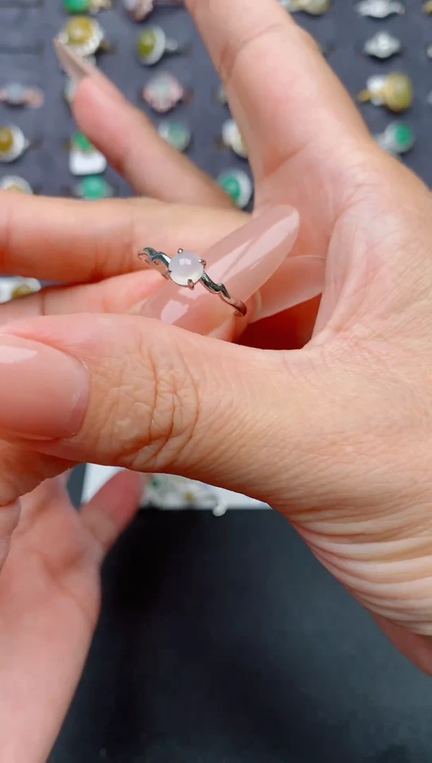 银S925镶嵌戒指翡翠天然A货翡翠1111   1-