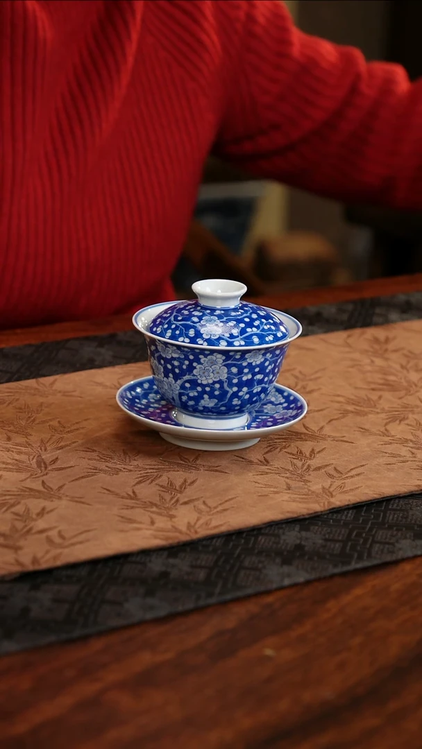 【闪购商品】杯子聚澜堂冰梅三才元宝盖碗