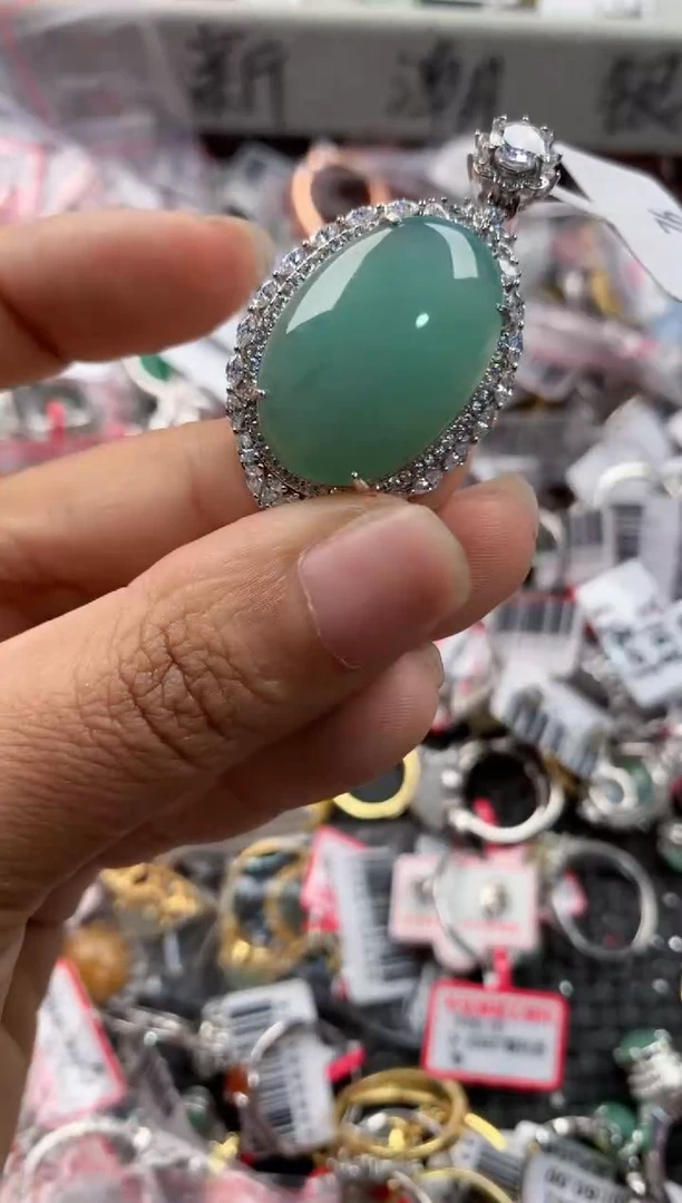 银S925镶嵌戒指翡翠555            10