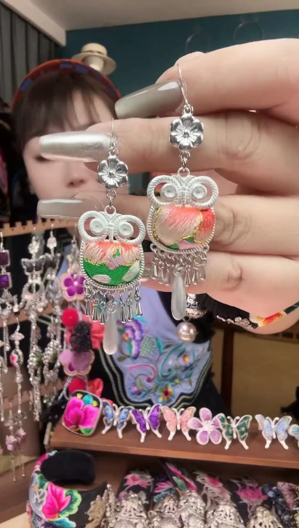 刺绣纯手工民族风刺绣耳环